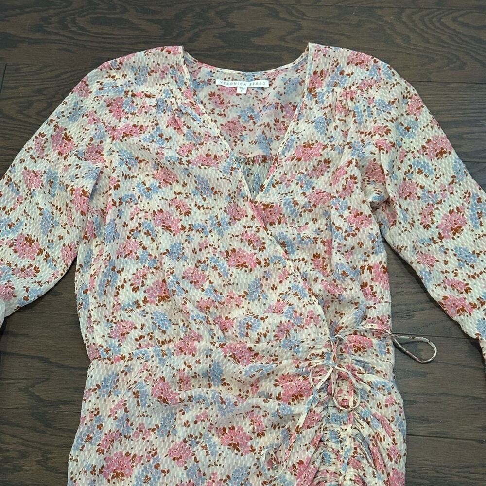 Veronica Beard Floral Silk Ruched Sean Mini Dress Size 8 - Picture 12 of 14